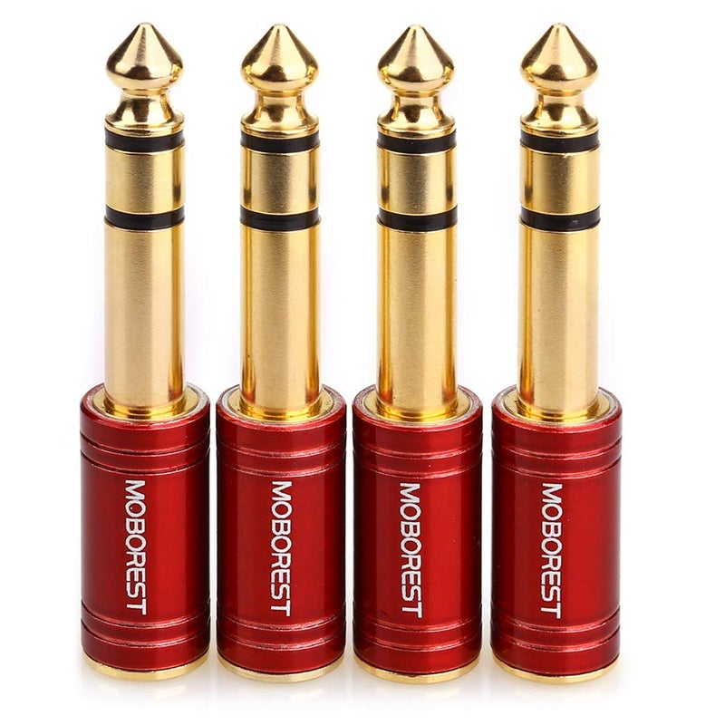 MOBOREST 4PCS 1/4 Inch to 3.5mm TRS Headphones adapte, Upgrade 6.35mm Pure Copper to 1/8 Inch Jack Female Stereo Adapter for Headphone amp adapte etc - Fashion Red - Image 1